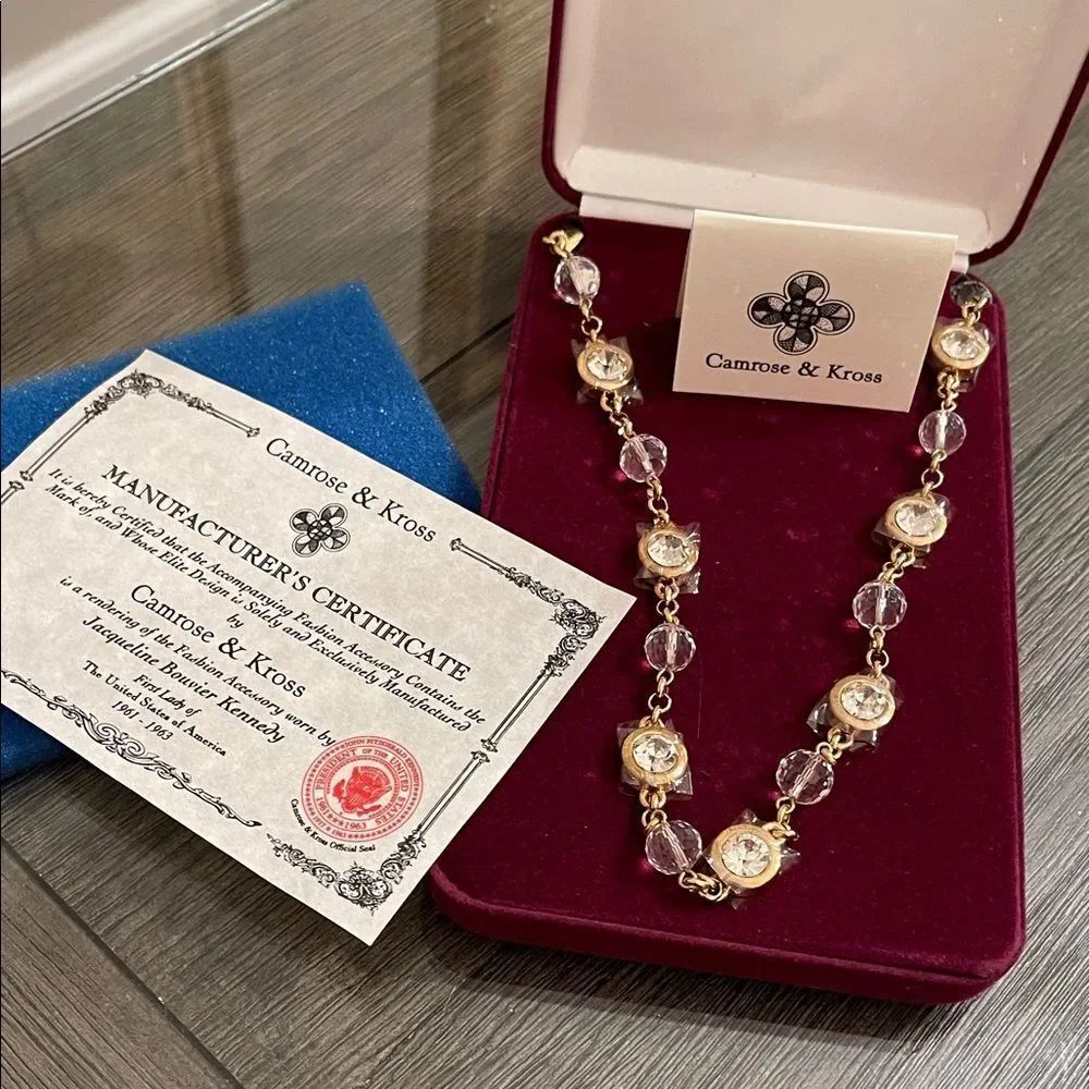 Jacqueline Jackie Kennedy Long Crystal Orb Necklace Camrose & Kross 1960s Design